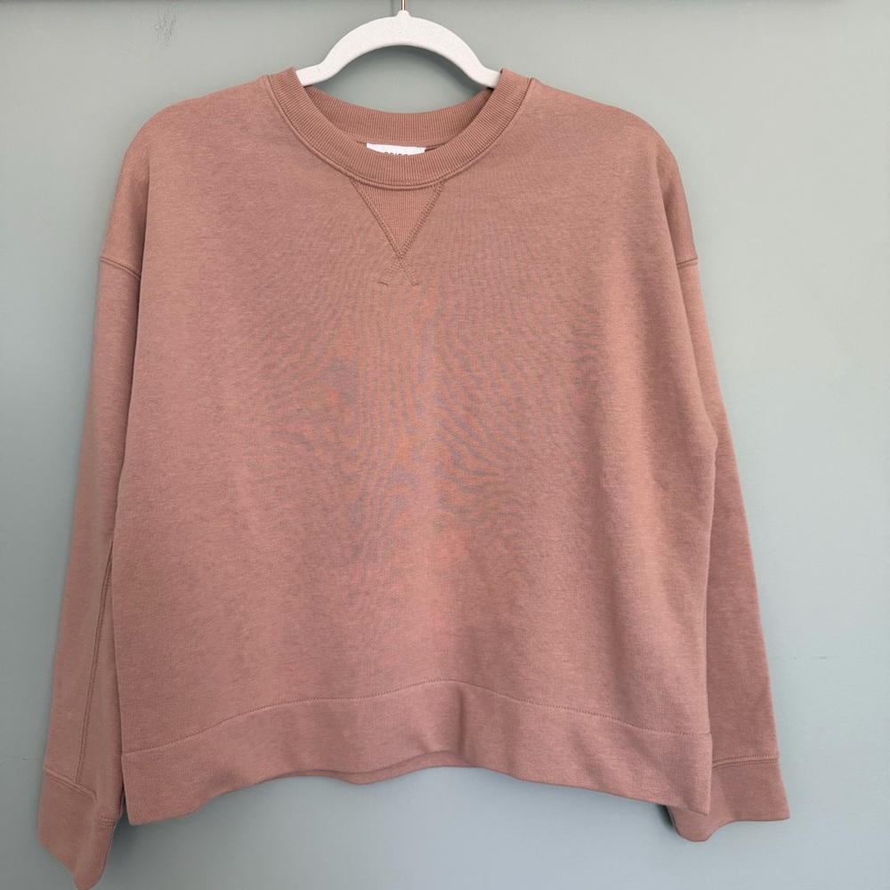 Reiss "Brooke" Relaxed Loungewear Basic Sweatshirt Natural Pink Tan Crew Neck